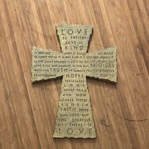 Inspirational Beige Cross Wall Decor “Love Is Patient”